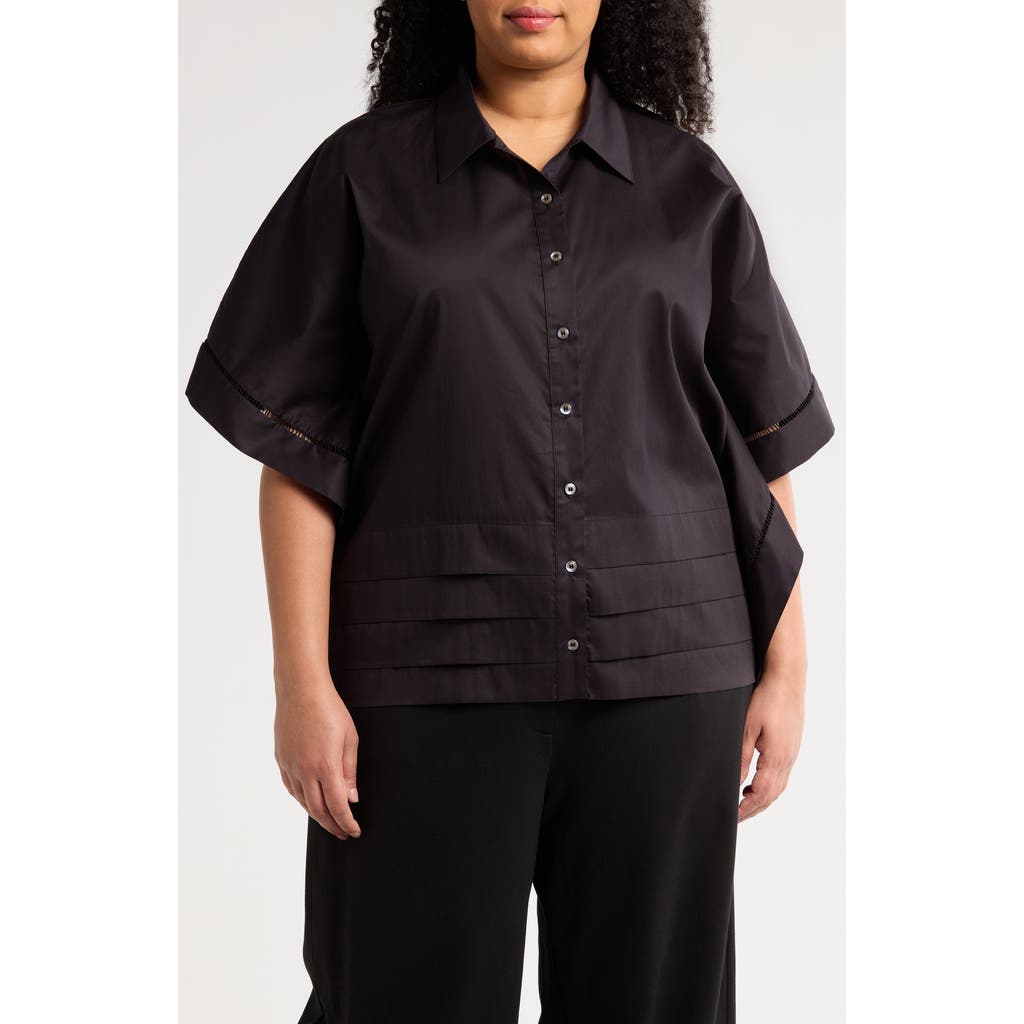 HARSHMAN Harpa Short Sleeve Cotton Button-Up Shirt in Black  product