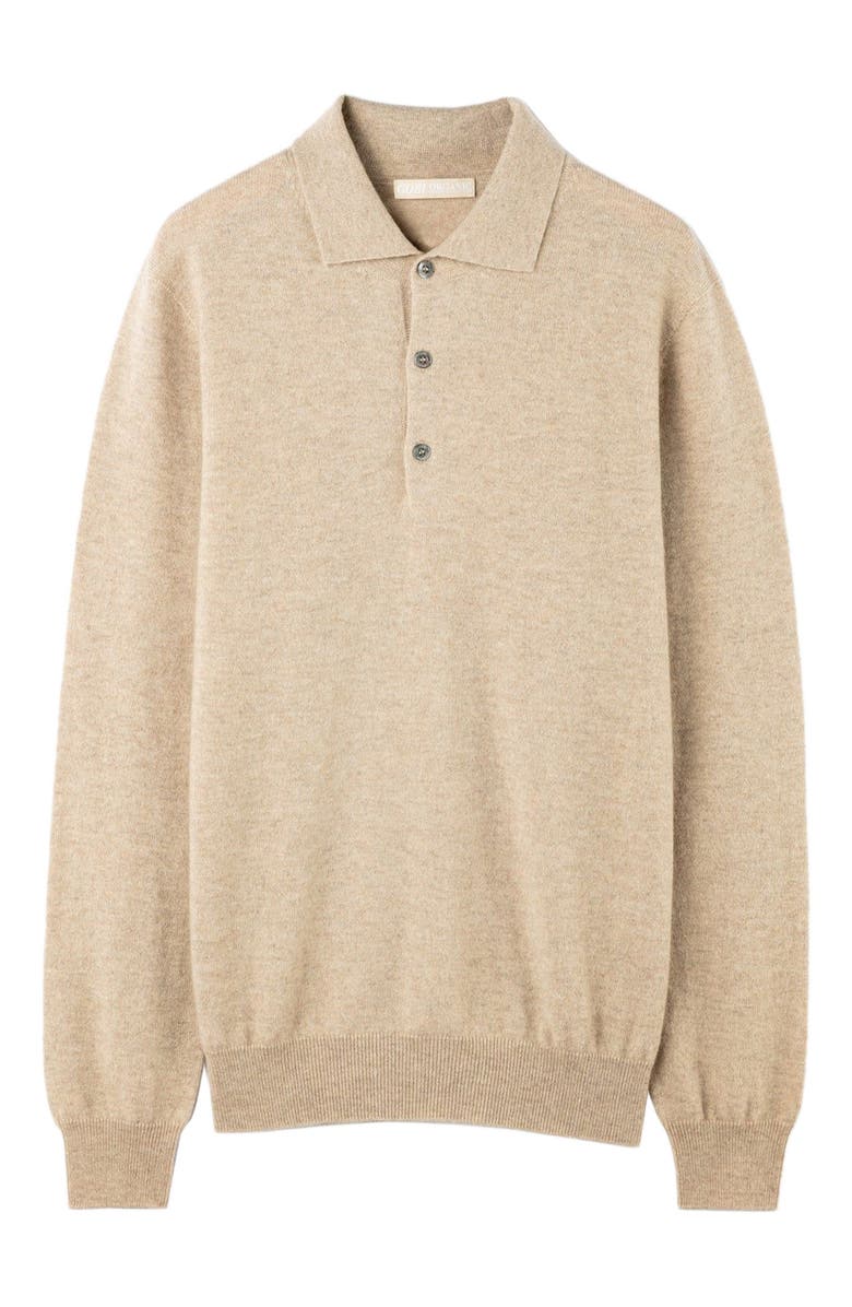 GOBI Mongolian Cashmere Essential Cashmere Polo Sweater, Main, color, Warm Grey