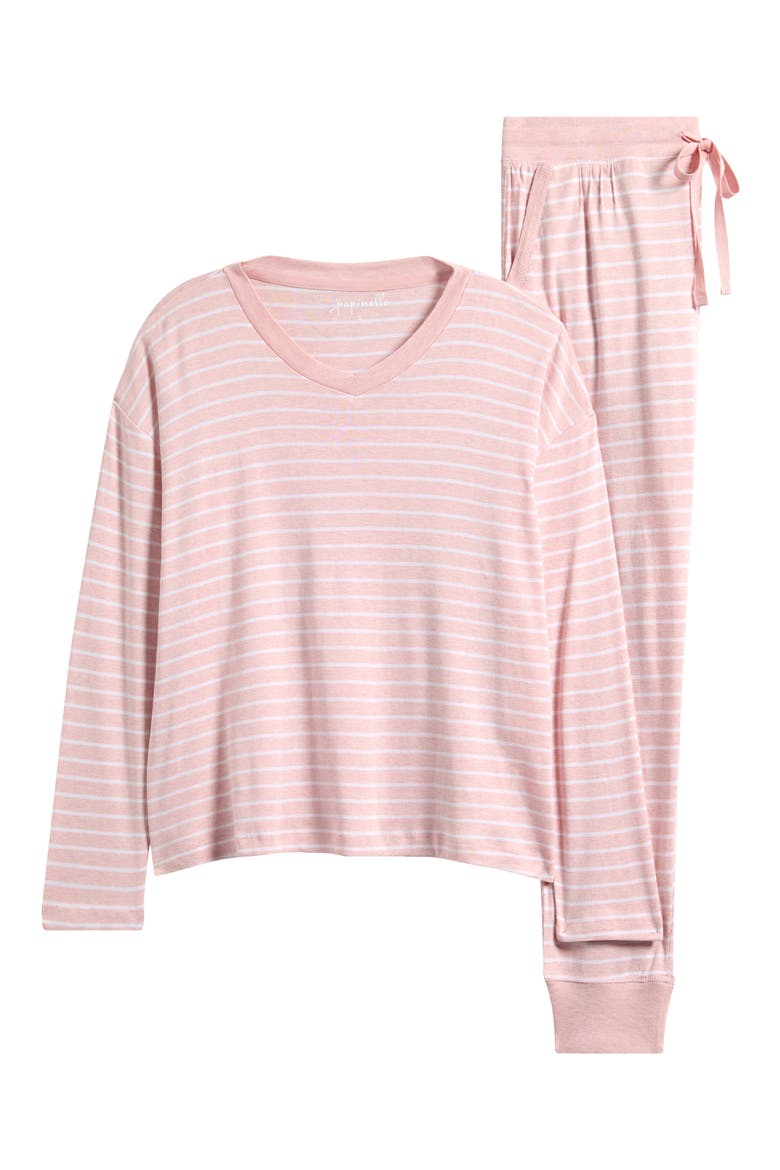 Pia Long Pajamas, Alternate, color, PAPINELLE PINK/ CREAM