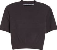Alexander Wang Embossed Logo Short Sleeve Crop Sweater