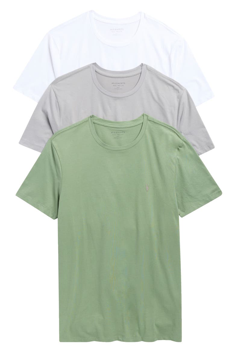 3-Pack Cotton Crew T-Shirt, Main, color, WHITE/ GREEN/ GREY