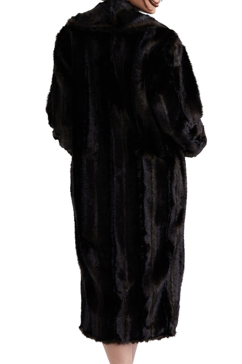 Callie Long Faux Fur Coat, Alternate, color, DARK BROWN