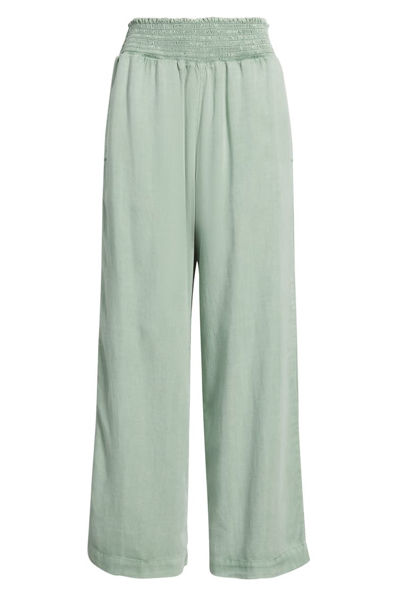 Smock Waist Wide Leg Pants, Alternate, color, OASIS GREEN