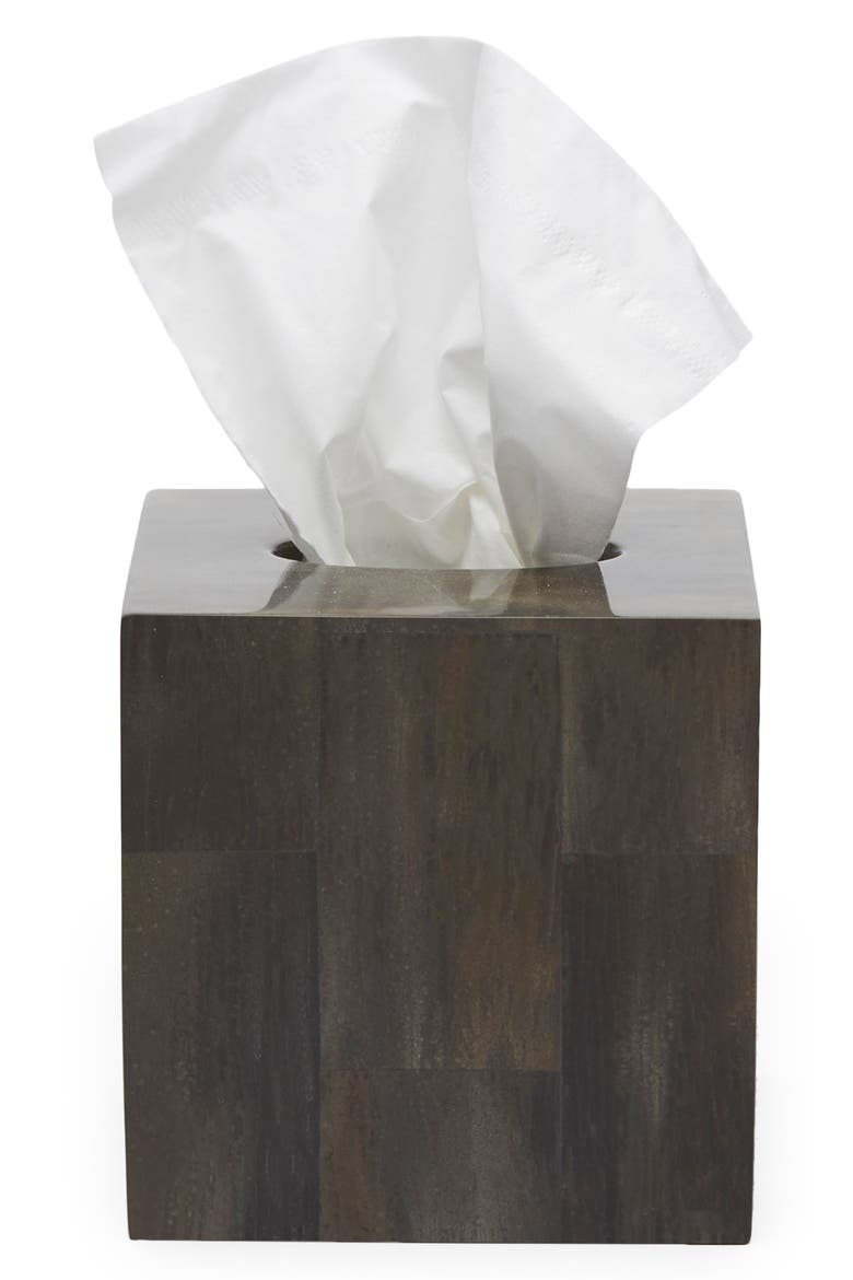 Arles Faux Horn Tissue Box Cover, Main, color, DARK