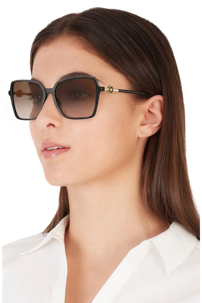 58mm Square Sunglasses, Alternate, color, BLACK / BROWN GRADIENT
