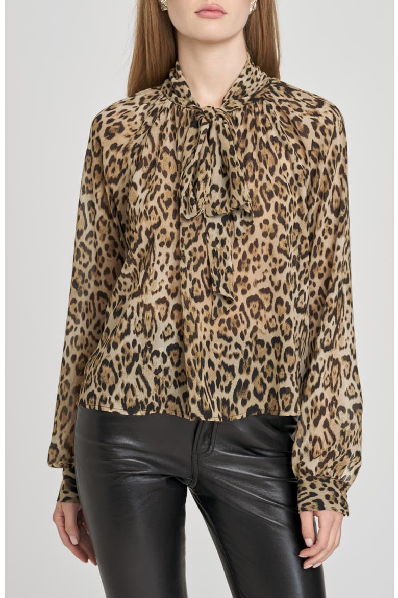x Sara Walker Leopard Georgette Blouse, Main, color, LEOPARD