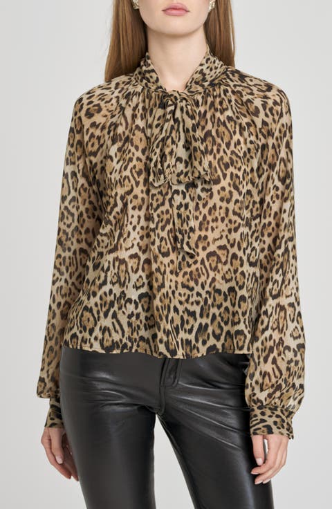 x Sara Walker Leopard Georgette Blouse