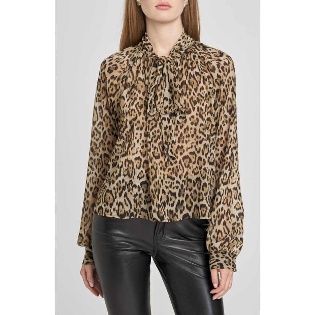 Wayf X Sara Walker Leopard Georgette Top In Animal Print