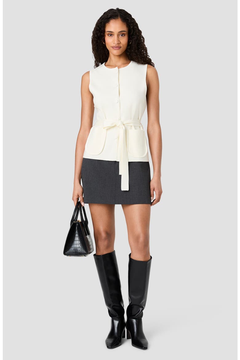 Maxime Tie Waist Vest, Alternate, color, PORCELAIN CREAM (MAXIME)