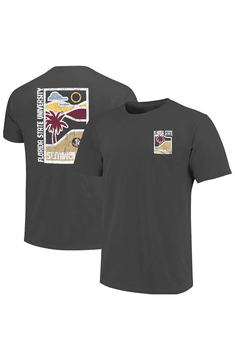 IMAGE ONE Men's  Graphite Florida State Seminoles Comfort Colors Minimal Vista Distressed Graphics T-Shirt, Alternate, color, 