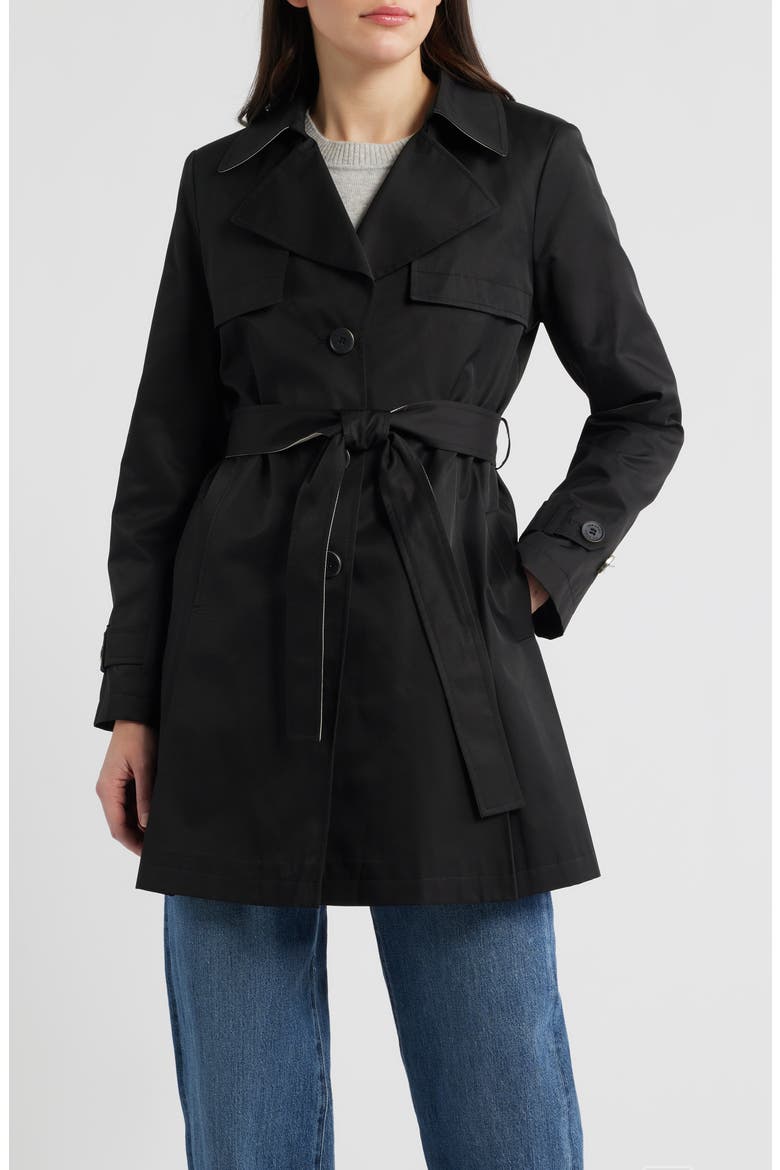 Water Resistant Cotton Blend Trench Coat, Main, color, BLACK