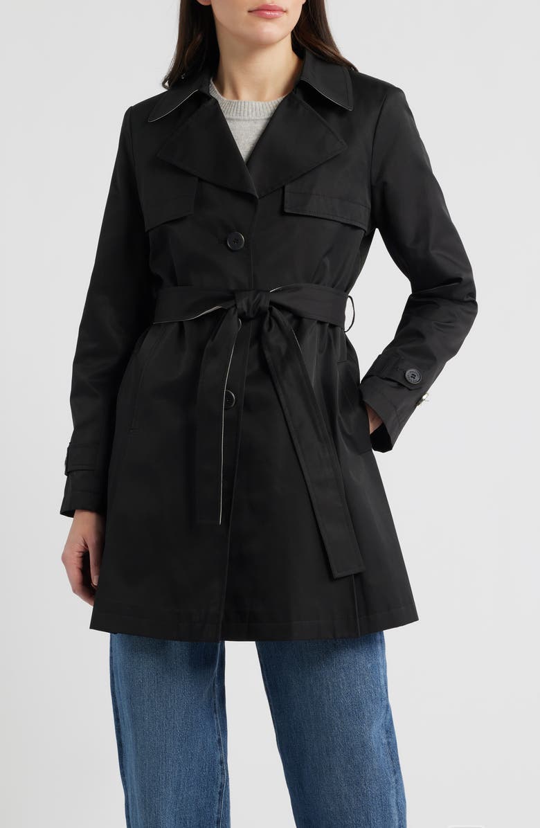 Via Spiga Water Resistant Cotton Blend Trench Coat, Main, color, Black