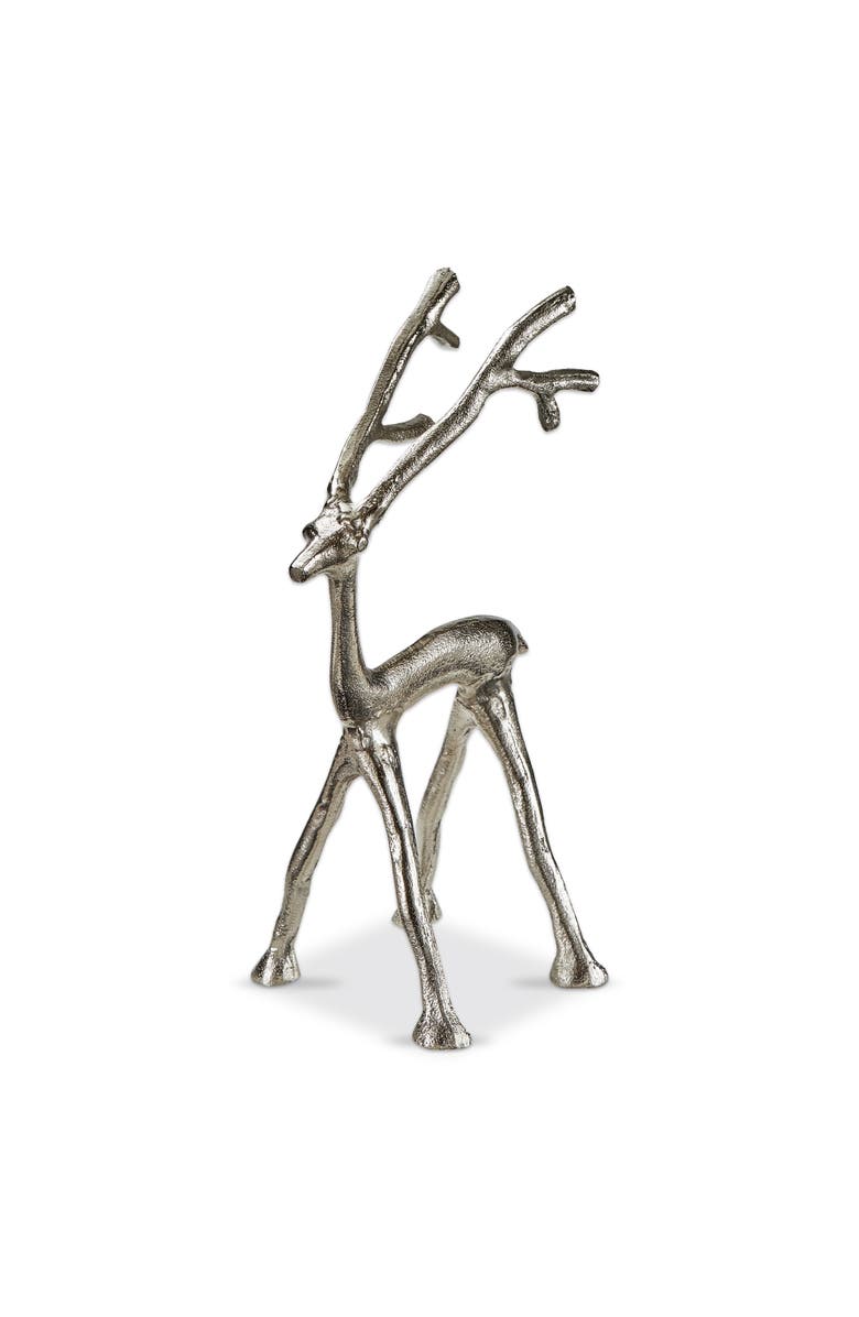 tag Small Cast Aluminum Reindeer Figurine Silver Holiday Decor, Main, color, Metallic Silver