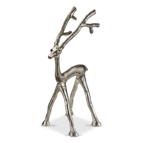 Small Cast Aluminum Reindeer Figurine Silver Holiday Decor