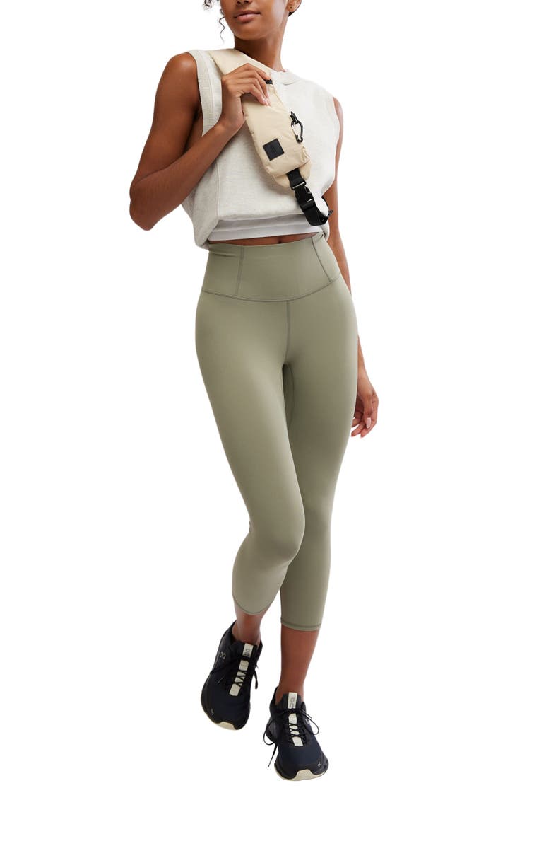 Free People FP Movement Never Better Capri Leggings, Alternate, color, Sage Stone