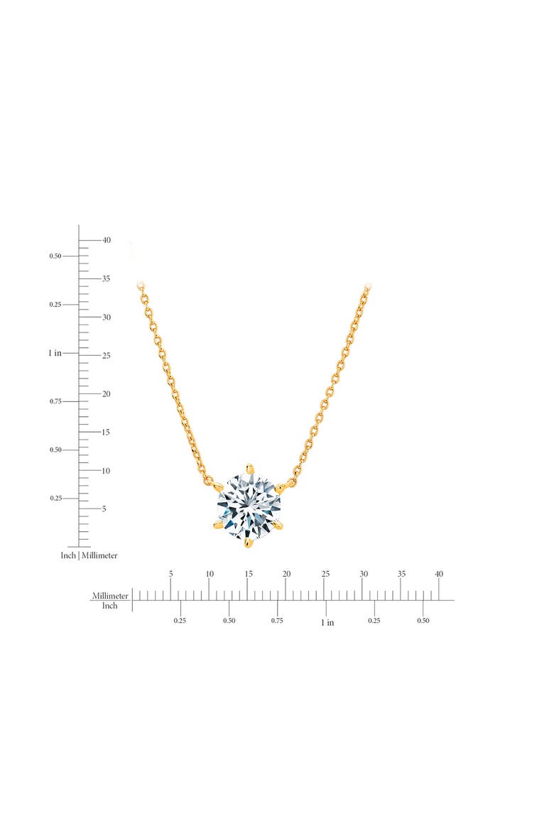 Cubic Zirconia Solitaire Pendant Necklace, Alternate, color, 18KYG/ CLEAR STONE