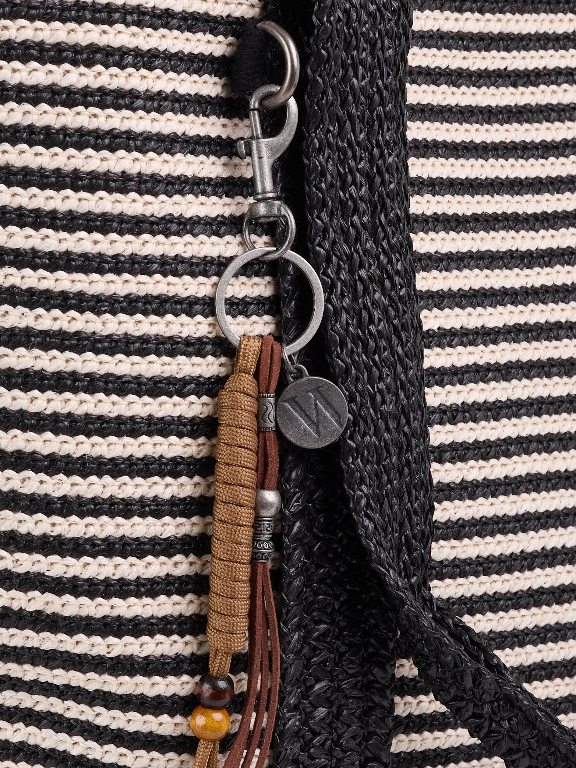 Wilt Palermo Tote, Alternate, color, Black Bone Stripe