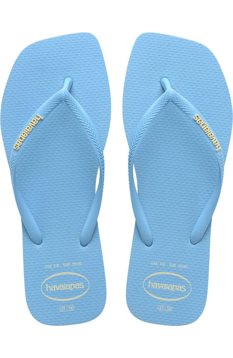 Havaianas Slim Square Logo Flip Flop, Alternate, color, Lavender Blue