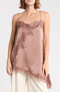 Renee C Lace Trim Asymmetric Satin Camisole