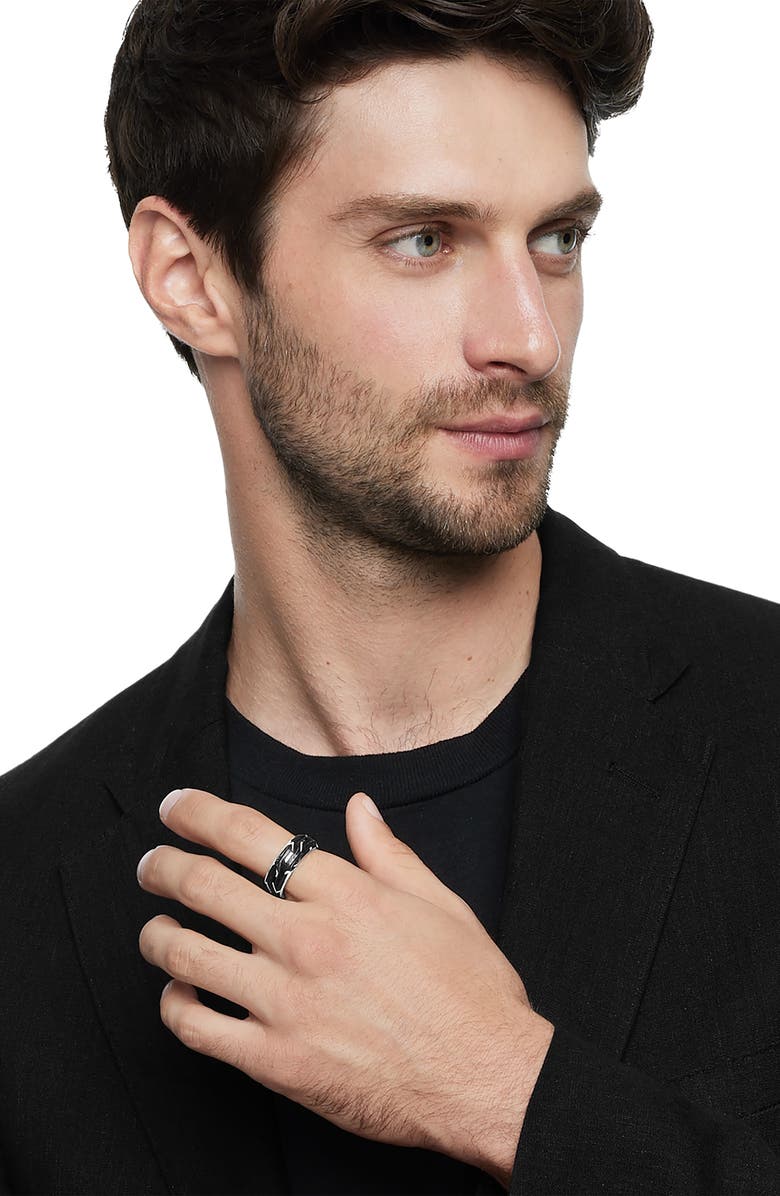 David Yurman Forged Carbon Band Ring in 18K White Gold, Alternate, color, White Gold/ Forged Carbon