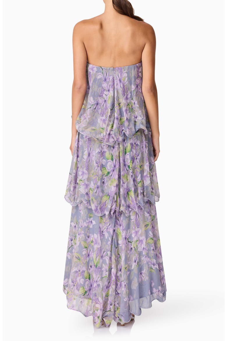 Milena Floral Tiered Ruffle Georgette Maxi Dress, Alternate, color, FOG LILAC