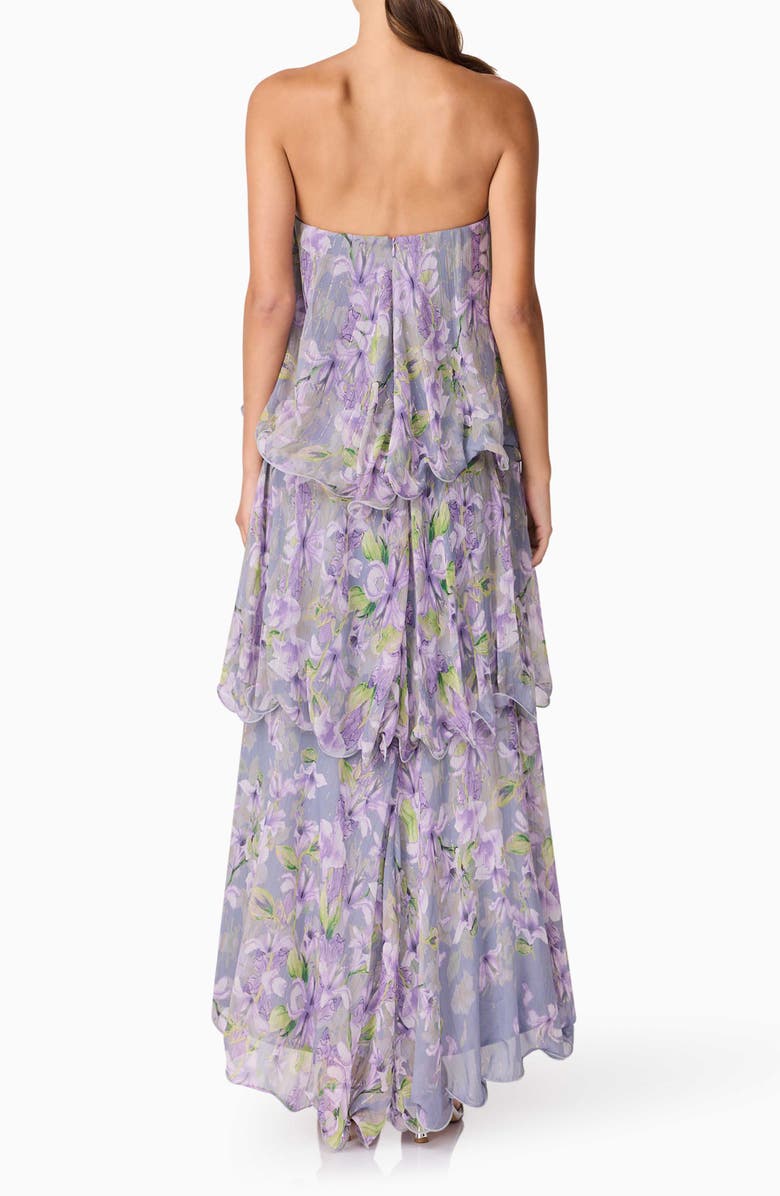 Elliatt Milena Floral Tiered Ruffle Georgette Maxi Dress, Alternate, color, Fog Lilac