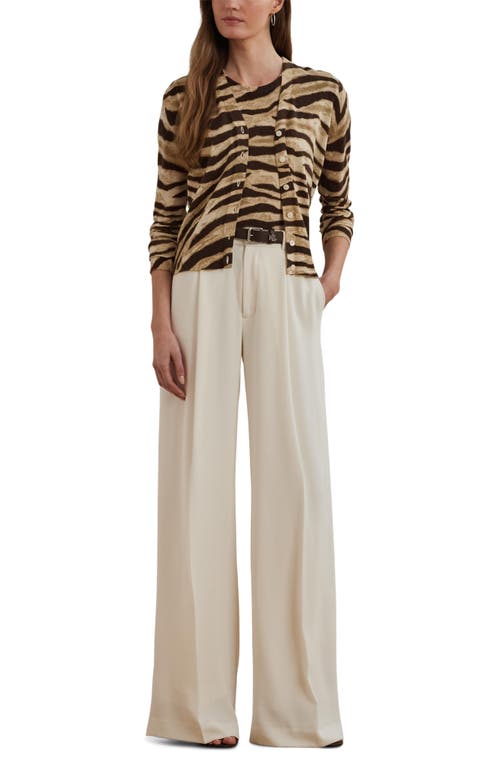 Ralph Lauren Lauren  Zebra Stripe Short Sleeve Linen & Cotton Sweater