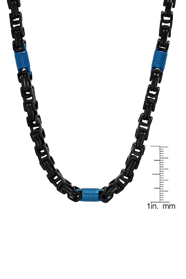 Men's Two Tone Byzantine Chain Necklace, Alternate, color, BLACK/BLUE
