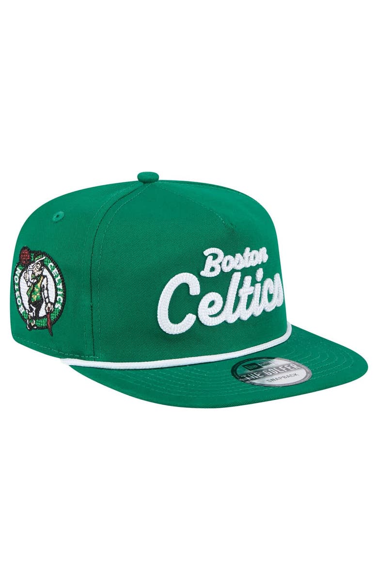New Era Men's New Era Kelly Green Boston Celtics Team Text Golfer Snapback Hat, Main, color, 