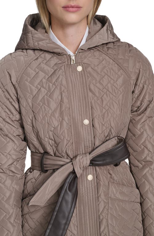 Cole Haan Belted Quilted Jacket In Brown