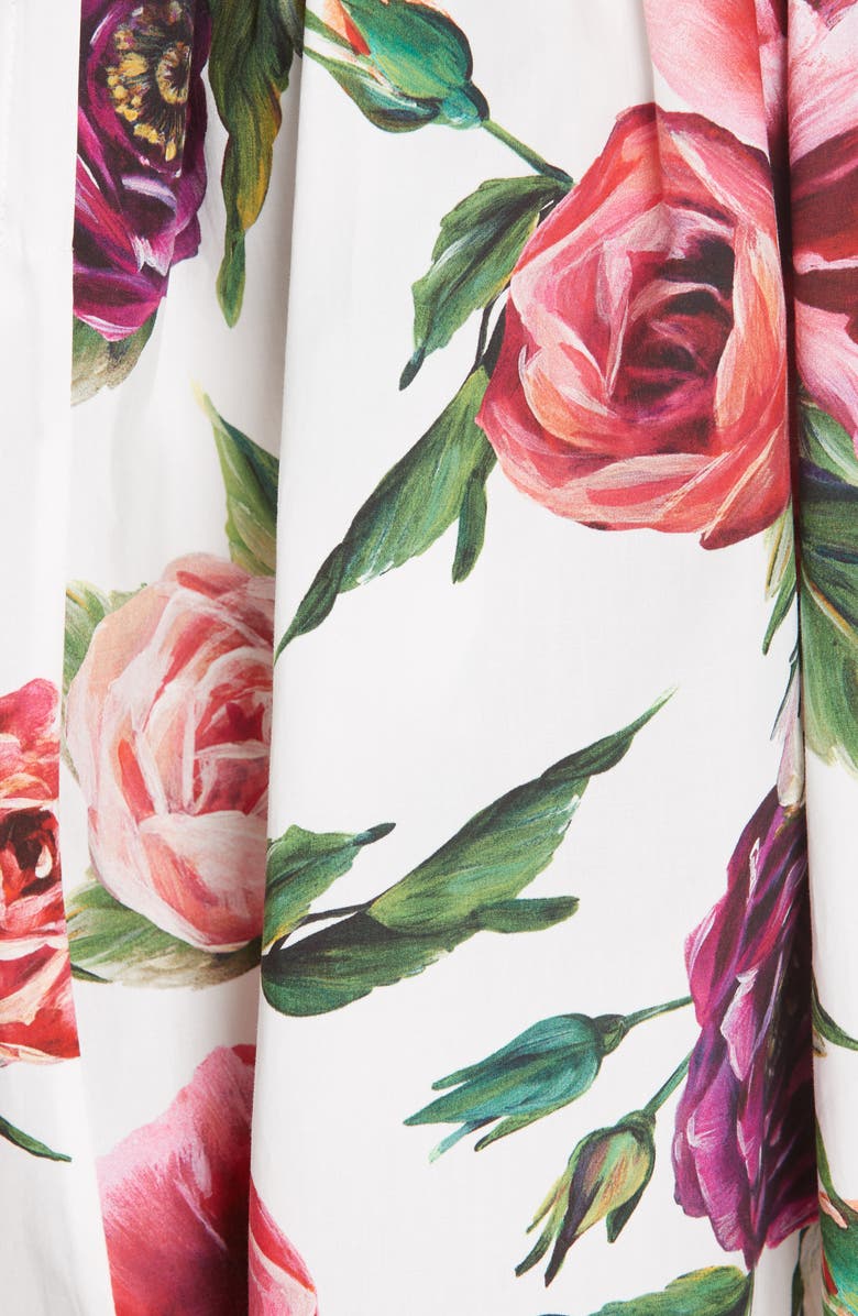 Dolce&Gabbana Peony Print Cotton Poplin Skirt, Alternate, color,