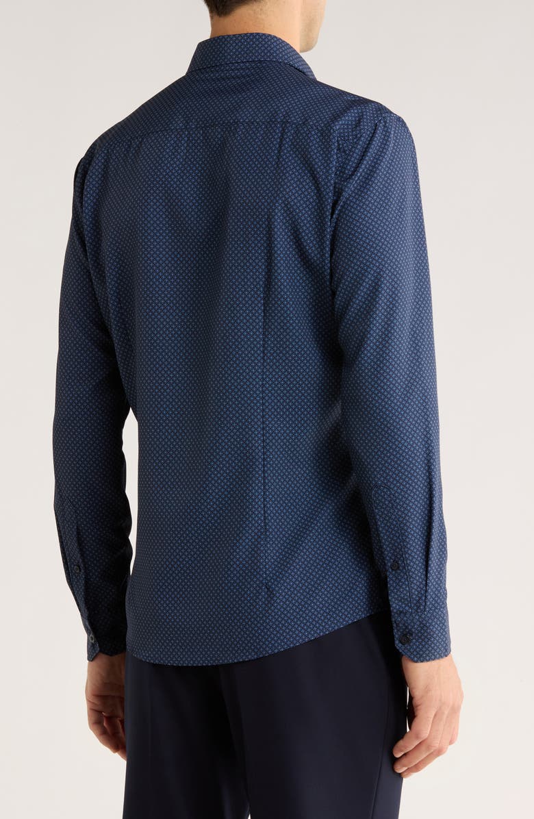 SOUL OF LONDON Diamond Stretch Button-Up Shirt, Alternate, color, Navy / Marine