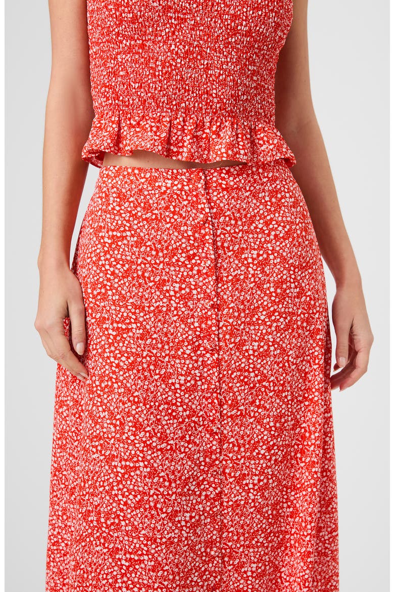 Agnes Ditsy Floral Crepe Midi Skirt, Alternate, color, CANDIED APPLE