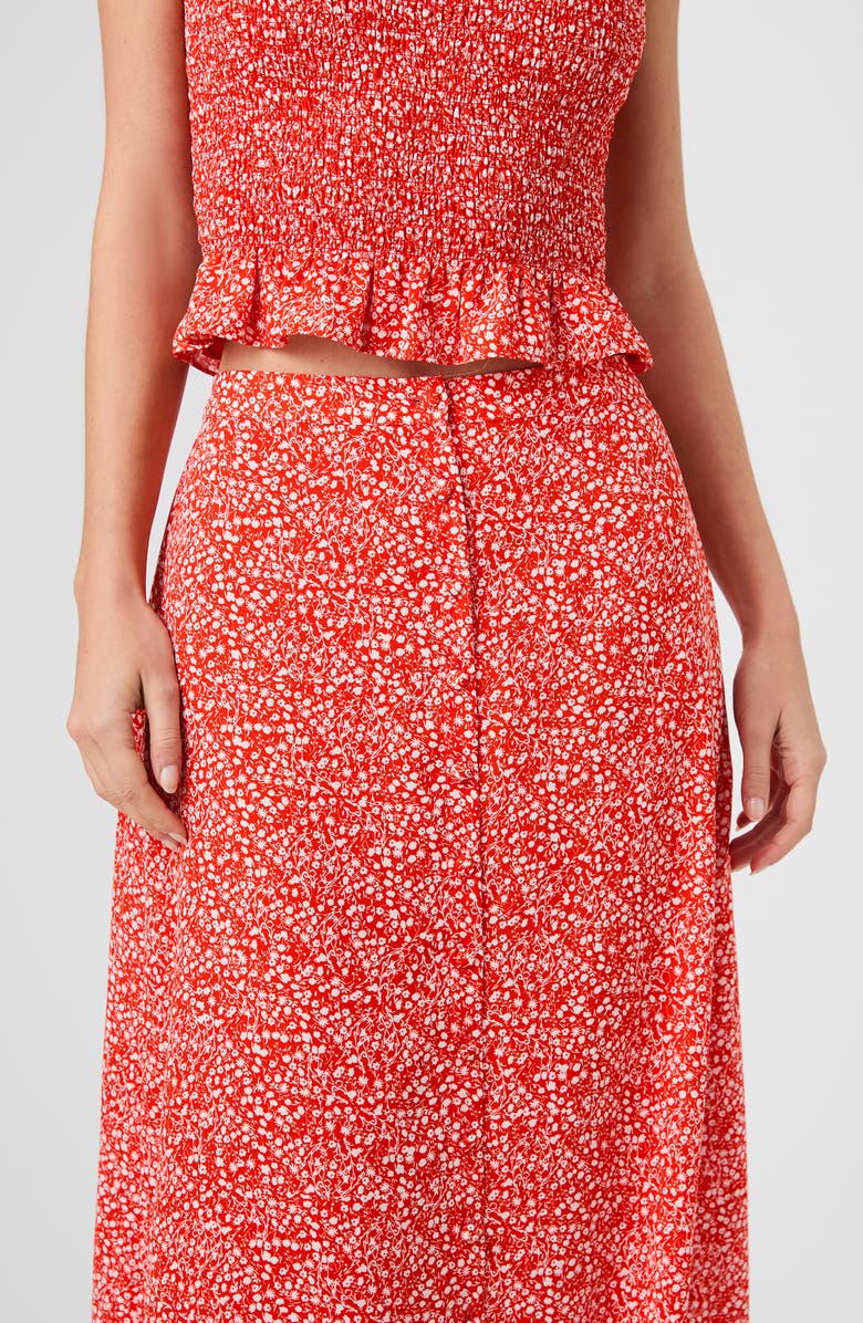 French Connection Agnes Ditsy Floral Crepe Midi Skirt, Alternate, color, Candied Apple