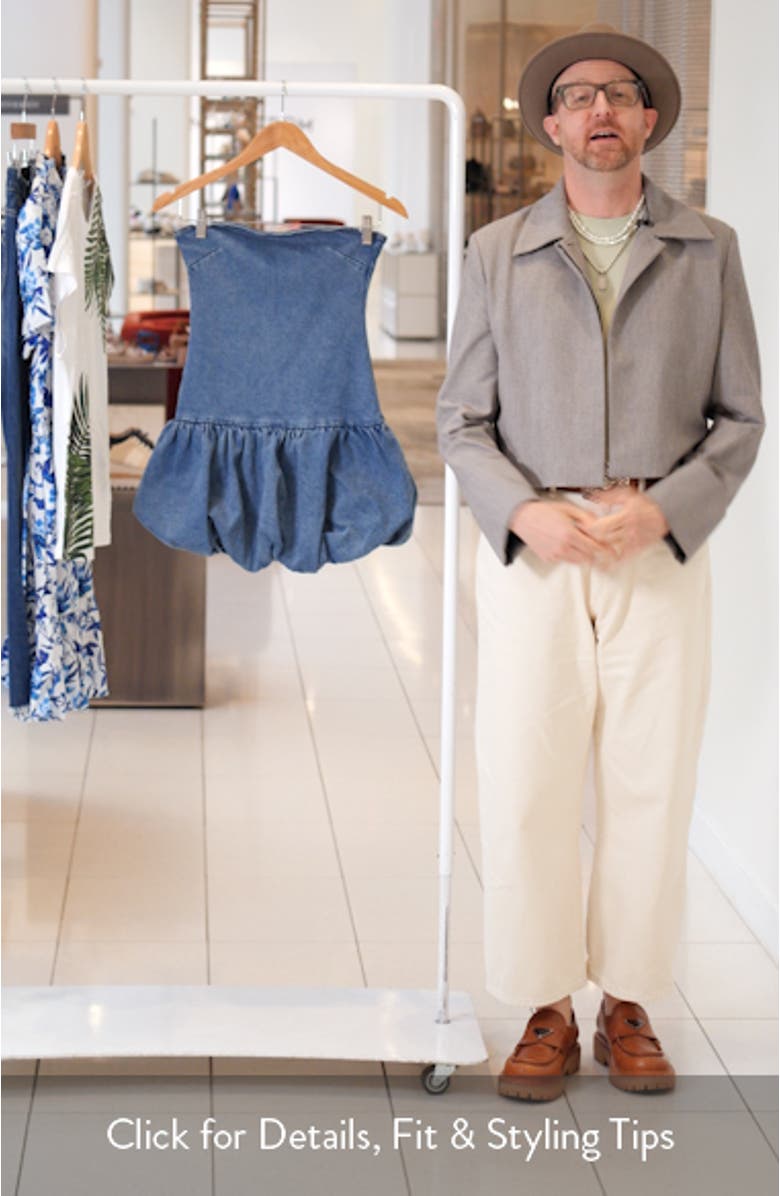 Strapless Bubble Hem Denim Minidress, sales video thumbnail