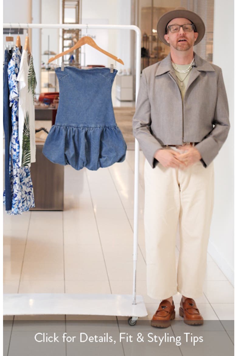 Strapless Bubble Hem Denim Minidress video