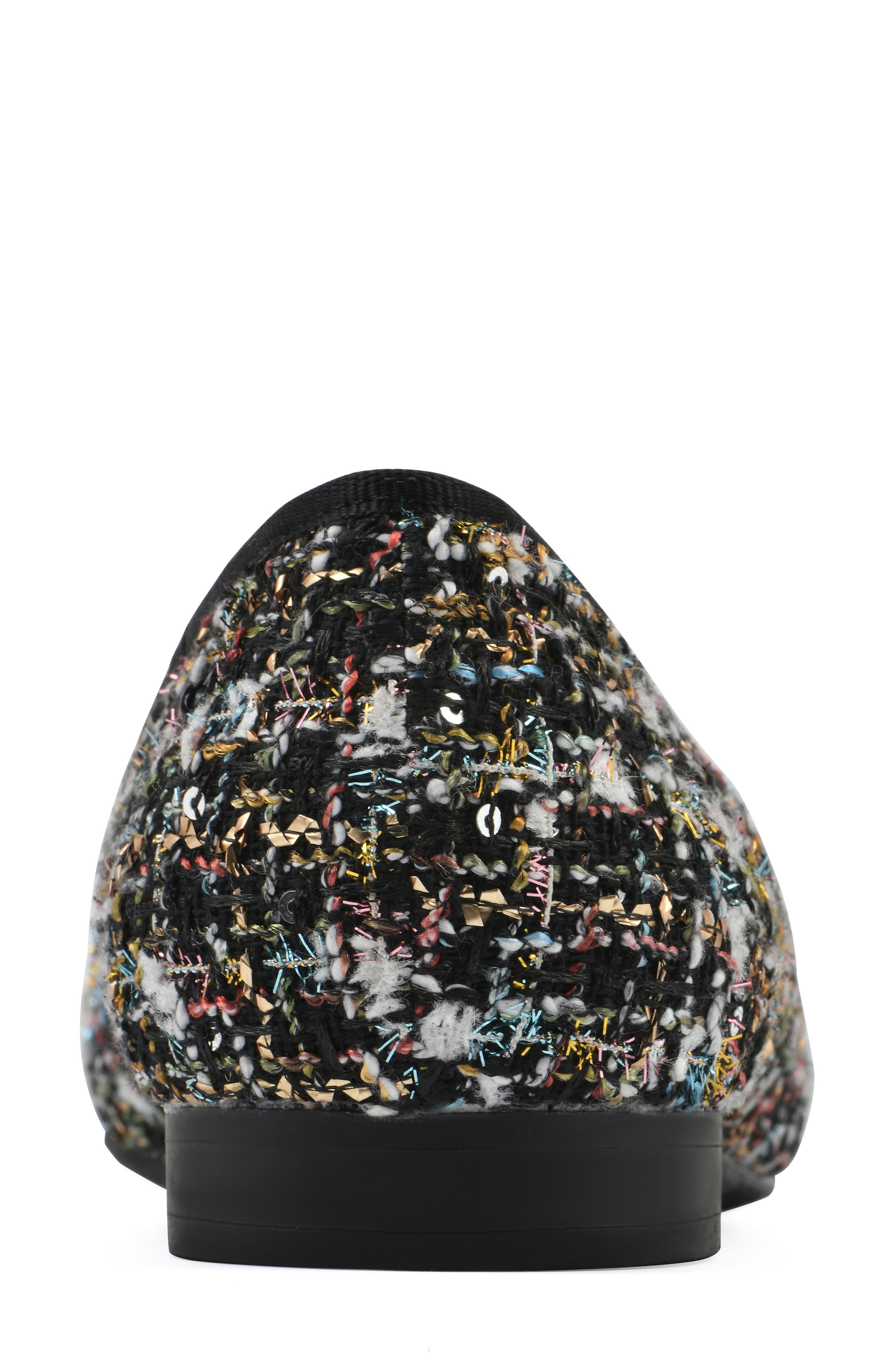 Bocci Cap Toe Flat, Alternate, color, BLACK BOUCLE FABRIC MULTI