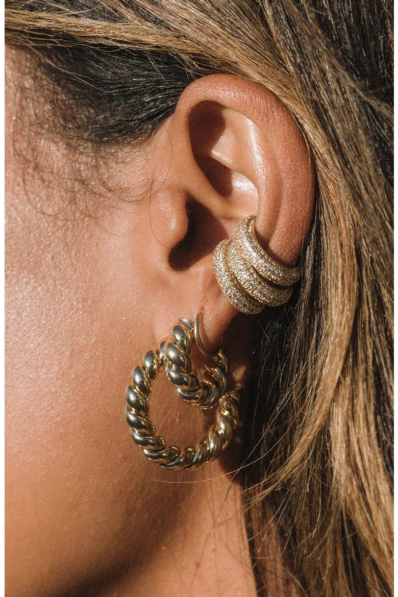 Twisted Sister Large Hoop Earrings, Alternate, color, GOLD