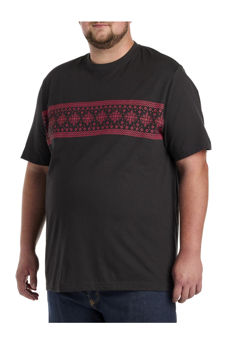 Big & Tall Fair Isle Moisture-Wicking T-Shirt, Main, color, CAVIAR