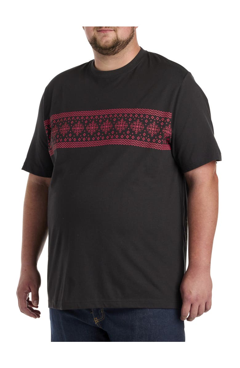 Harbor Bay by DXL Big & Tall Fair Isle Moisture-Wicking T-Shirt, Main, color, Caviar