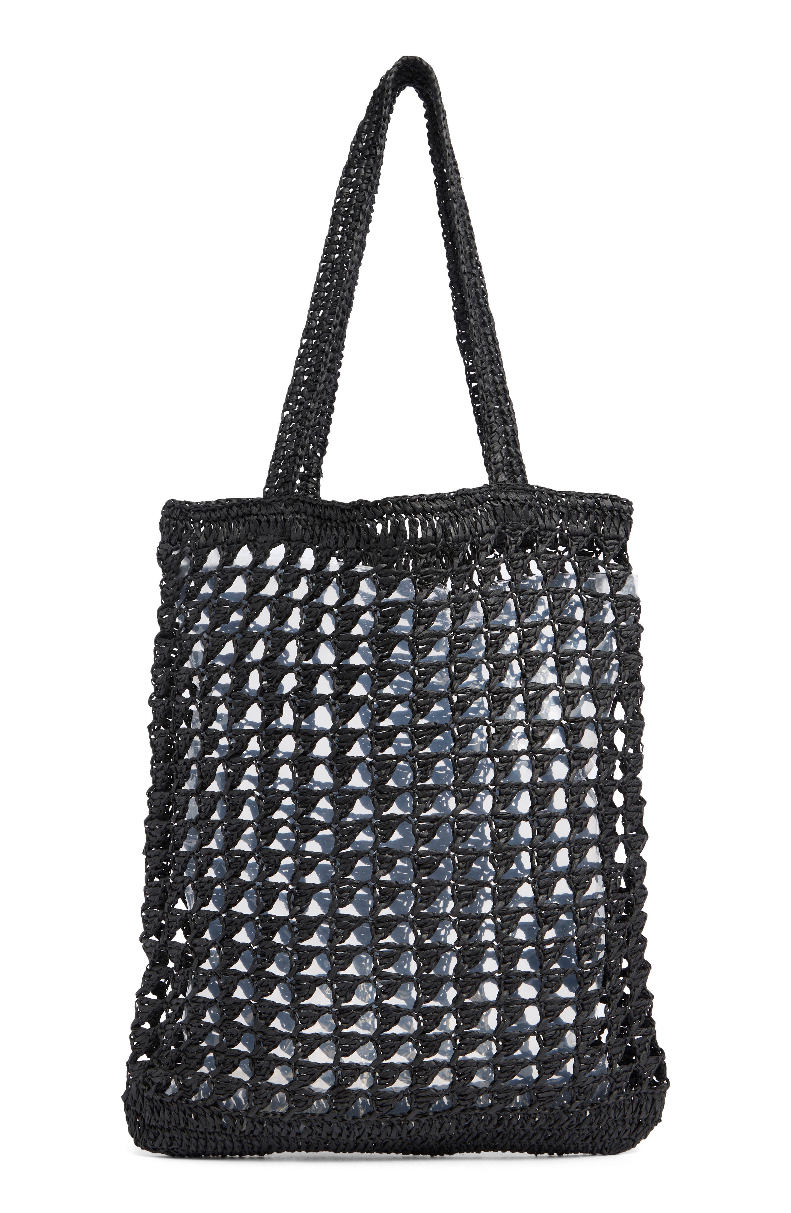 Collection XIIX Straw Tote Bag, Alternate, color, Black