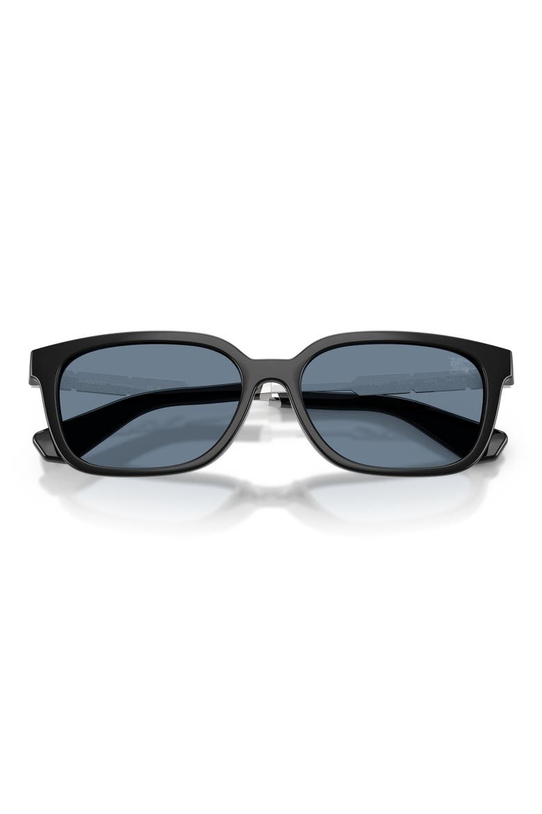 54mm Polarized Rectangular Sunglasses, Alternate, color, BLACK / DARK BLUE POLAR