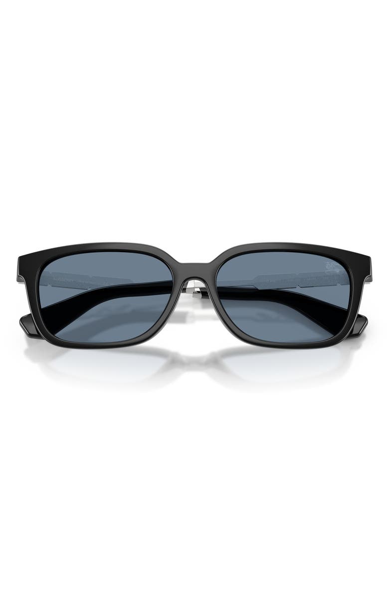 Burberry 54mm Polarized Rectangular Sunglasses, Alternate, color, Black / Dark Blue Polar