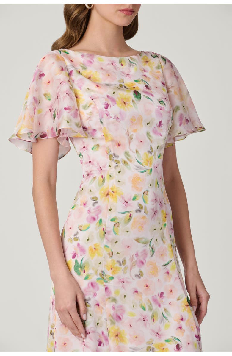 Shoshanna Midnight Chauncey Volta Floral Chiffon Dress, Alternate, color, Ivory Multi