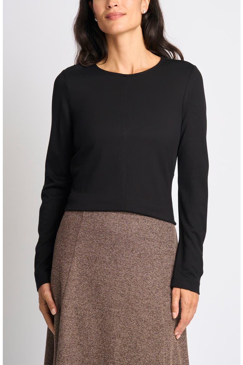 Long Sleeve Ponte Top, Main, color, RICH BLACK 060