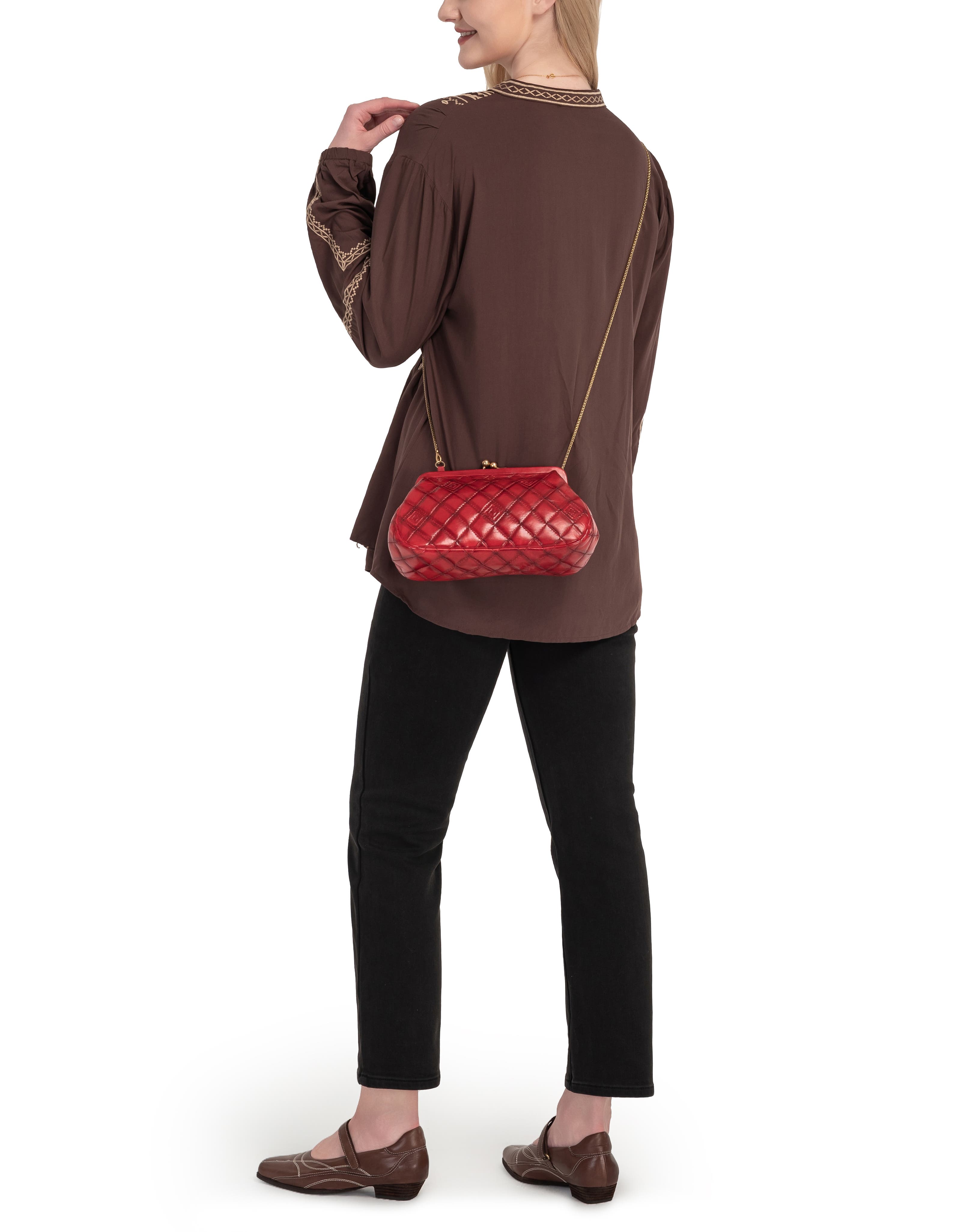 Petunia Small Quilted Leather Crossbody, Alternate, color, Red