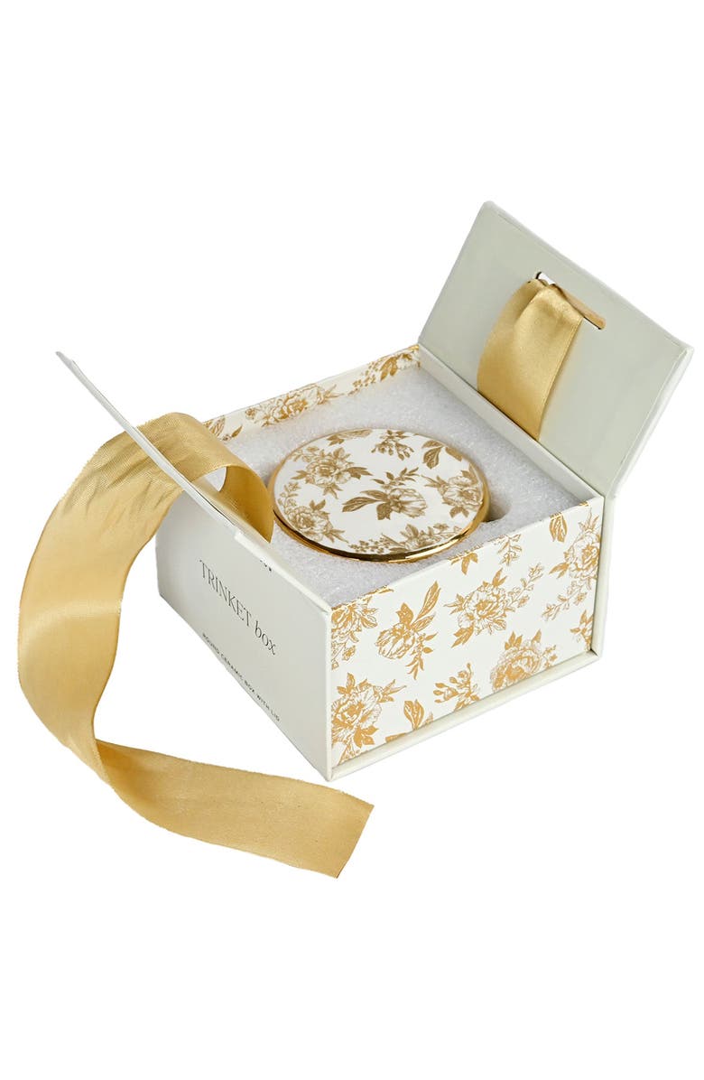 SWEET WATER DECOR Gold Delft Trinket Dish with Lid, Alternate, color, Gold Delft