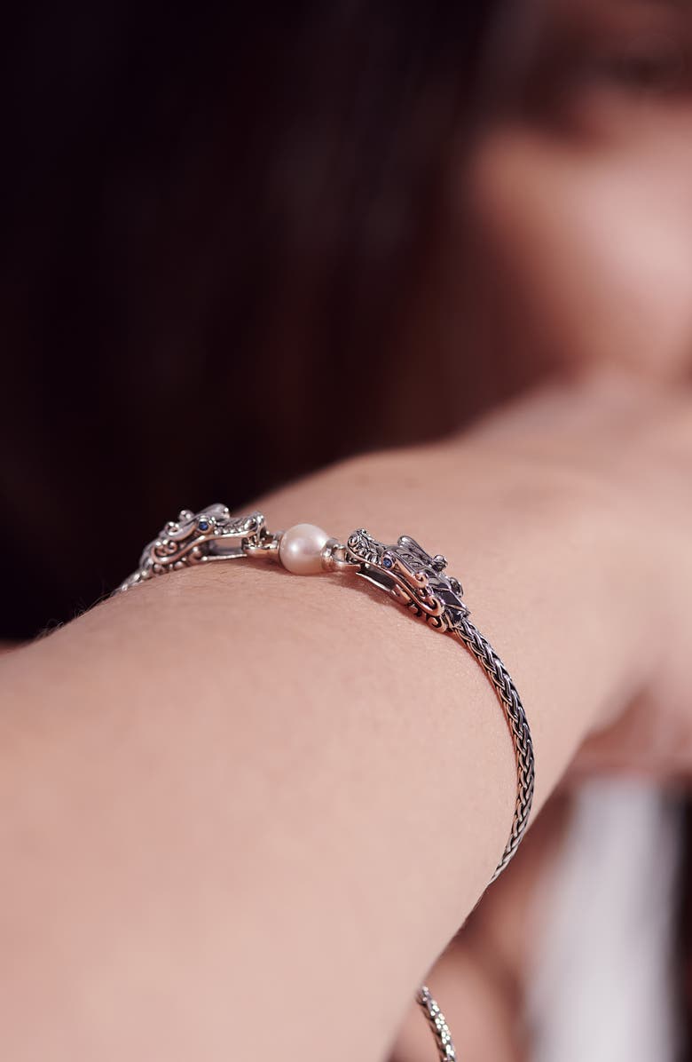 John Hardy Legends Naga Double Dragon Head Pearl Adjustable Bracelet, Alternate, color, 