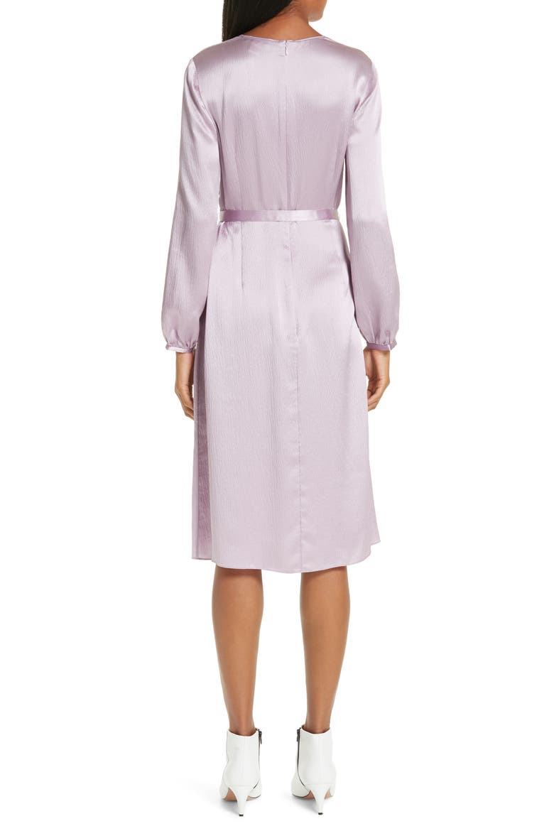 Hammered Satin Faux Wrap Dress, Alternate, color, PURPLE FROST