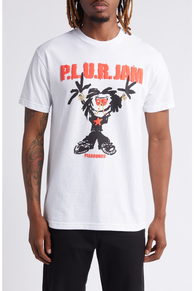 P.L.U.R. Jam Cotton Graphic T-Shirt, Main, color, WHITE